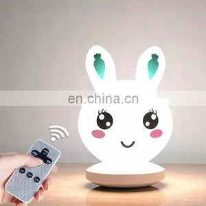 Lovely Cute Mini LED Kids Rabbit Shaped Night Desk Lamp Remote Control Led Touch Night Table Lights for Decoration thumbnail-1