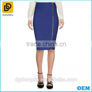 Ladies Office Wear Blue Skirts With Zipper at Side thumbnail-1