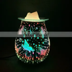 New 3D Glass Colorful Gradient Fireworks Aromatherapy Lamp Colorful Color Changing Plug-in Butterfly Table Lamp thumbnail-1