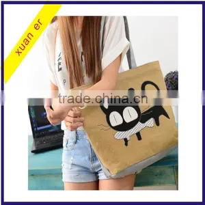 Fashion Cartoon Animals Custom Cat Printed Canvas Messenger Handbags thumbnail-1