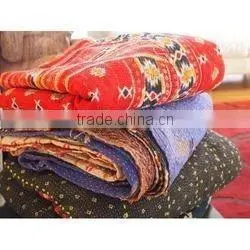Handmade Organic Vintage Kantha Quilt Bedding GUDARI Reversible Throw Ralli Wholesale Handmade Indian Lot thumbnail-1