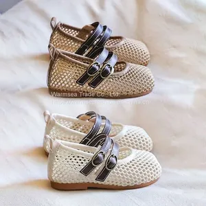 New Korean Version of Children's Princess Shoes Women's Breathable Hollow Mesh Half Sandals for Children 1-12 Years Old Soft-soled Toddler Shoes thumbnail-1