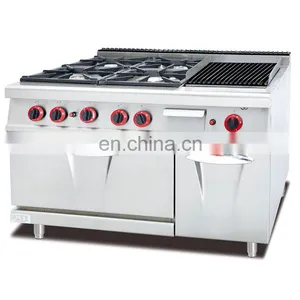 Free Standing Industrial Stainless Steel 4 Burner LPG Gas Stove With Oven thumbnail-1