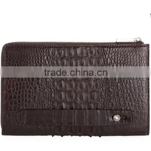 Vintage Style Crocodile and Soft Calf Leather Men Clutch Wristlet Wallet Handbag Wholesale thumbnail-3