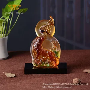 SAINT-VIEW Factory Wholesale Liuli Crystal Tiger Figurine Auspicious Home Office Decoration thumbnail-1