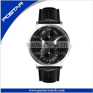 Multifunctional Dual Time Watches Big Face Watch High Quality With Leather Band thumbnail-4