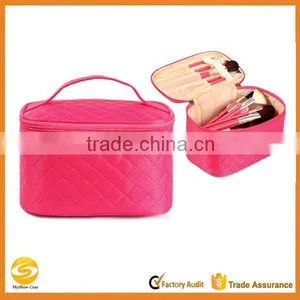 Quilted Fabric Soft Travel Cosmetic Bag Case,women Travel Organizer Makeup Bag,beauty Makeup Vanity Case thumbnail-1