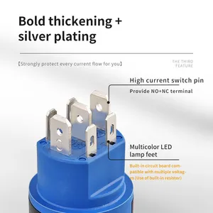 Ip65 22mm ss Ring Illumination Head 1no1nc 6v 5 Pin Push Button Switch Momentary thumbnail-4