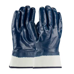 Oil and Gas Resistant Cotton Jersey Liner Safety Cuff Nitrile Rubber Coated Heavy Duty Industrial Rubber Gloves thumbnail-1