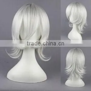 High Quality 35cm Short Curly D.Gray-Man-Allen Walker Silver White Synthetic Anime Wig Cosplay Hair Wig Party Wig thumbnail-1
