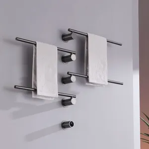 Bathroom Electric Heated Towel Rack, Towel Warmer for Bathroom, Wall Mounted Stainless Steel,2 Colours thumbnail-3