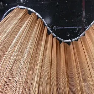 Aluminium Decorative Steel Metal Wire Screen Woven Architectural Mesh Ceiling Curtain Hanging Drapery Coil for Interior Design thumbnail-1