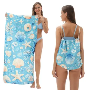 Microfiber Quick-drying Beach Towel All-in-one Bag 2-in-1 Foldable Storage Beach Towel Printed Bath Towel thumbnail-4