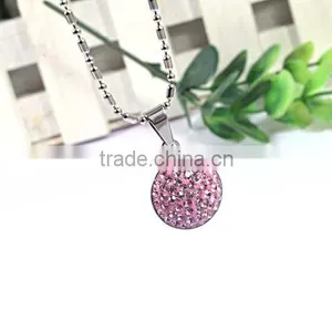 Allibaba Com Gem Crystals Pink Ball Pendant Necklace thumbnail-2