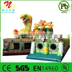 Outdoor Inflatable Fun City the Lost Jungle, Partible Bouncy Castle Slide Combo thumbnail-1