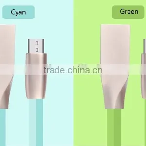 Zinc Alloy Metal Shell Flat Cable With 8 Colors Micro Usb Cable thumbnail-4