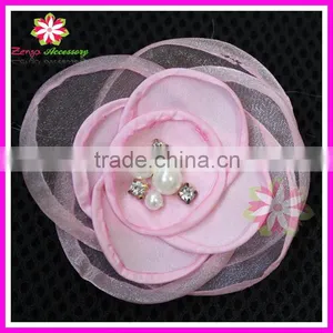 Organza Burnt Flower, Handmade Burnt Edge Curling Satin Rose, Burnt Satin Organza Flower thumbnail-1