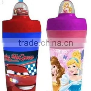 BPA Free Custom Printing Plastic Cartoon Bottle for Kid With Straw thumbnail-1