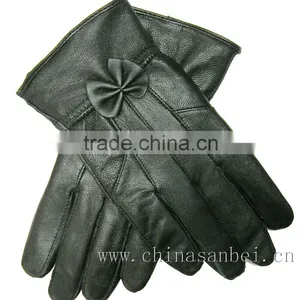 Lady Bowknot Real Genuine Leather Gloves LG-02 thumbnail-1