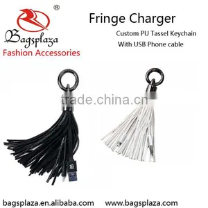 China Online Shopping Fashionable Tassel Keychain USB Data Wire Cable thumbnail-3