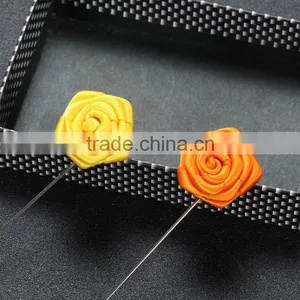 Custom Handmade Felt Fabric Rose Lapel Pins Rolling Flower Pins thumbnail-2