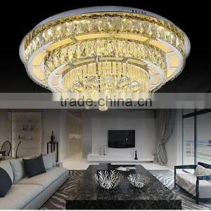 Contemporary Decorative K9 Crystal Ceiling Light Round 220V Modern Stainless Steel Chandelier thumbnail-2