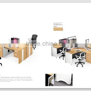 White and Black Staff Working Desk Office Workstation Design With Hang-in Cabinet for USA thumbnail-2