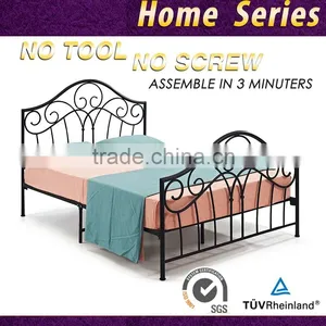 Modern Double Black Platform Iron Bed Frame Queen thumbnail-1