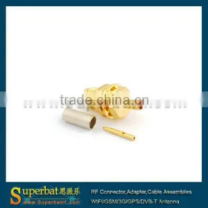 Crc9 to rp Sma Female RP-SMA Crimp Jack(male Pin) Bulkhead Connector Straight for LMR100 RG316 RG174 thumbnail-1