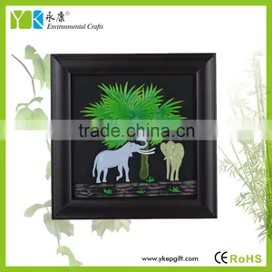 Modern Wooden Home Decor Wall,couple of Elephants Solid Wood Frame Handmade Craft thumbnail-2