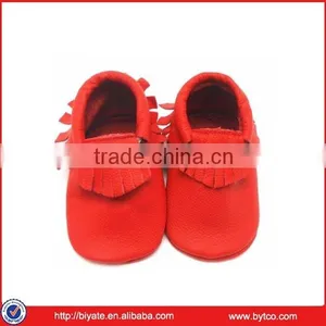 Baby Red Tassels Soft Sole Leather Infant Toddler Prewalker Shoes (6-12 Months, Red) thumbnail-1