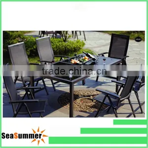 Glass Dining Table and Chair Outdoor Furniture Metal 2014 New Products /glass and Aluminum Dining Table and Chairs thumbnail-1