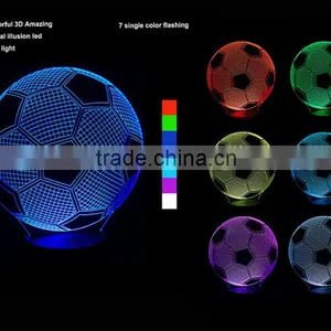 3D Optical Illusion Football Night Lamp Night Light 10 Colorful LEDs Ultra-thin Acrylic Light Panel AA Battery or DC 5V thumbnail-1