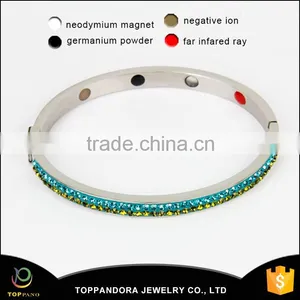 China Wholesale Handmade Adjustable Wire Bracelet Colorful Crystal Stainless Steel Expandable Bangle thumbnail-6