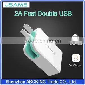 Original USAMS Foldable Square Double USB Fast Charger For Apple / Smartphone / PSP Mobile Phone Travel Charger thumbnail-1