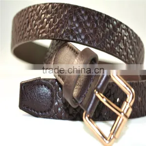 Fashion PU Fake Leather With Grid Lines Pattern and Pin Buckle Belt thumbnail-1