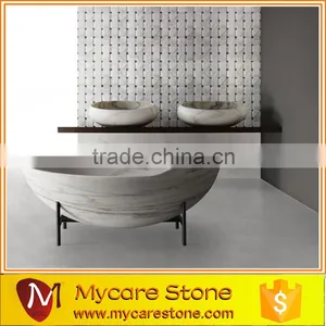 White Marble Natural Bathroom Stone Tub With Faucet thumbnail-4