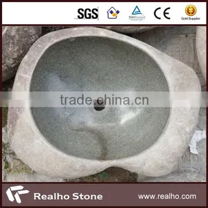 Natural Stone Grey Round Wash Basin for Bathroom thumbnail-2