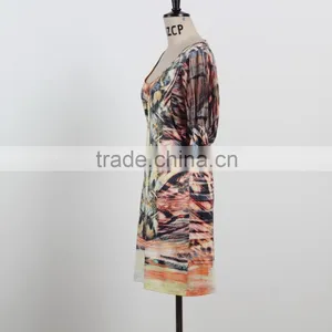 2016 Summer Dress for Mature Woman Sexy v Neck Dress Batwing Sleeve Custom Design thumbnail-4