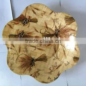 GiftTable Decorative Crystal Shine Bamboo Wave Woven Bowl Plate Tray thumbnail-1