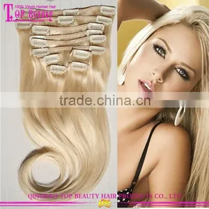 Virgin European Human Hair Blonde Hair Extension #613 Clip In Extensions thumbnail-1