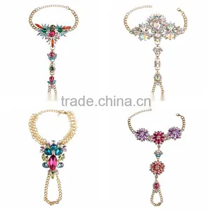 Crystal Foot Hand Chain Jewelry Barefoot Sandals Anklet With Toe Ring thumbnail-2