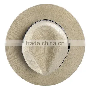 Black Ribbon Straw Fedora Hats, Fashion Panama Hats thumbnail-4