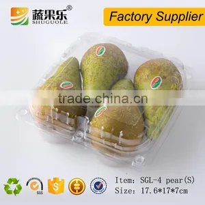 Disposable PET Plastic 4pcs Pear Fruit Packing Box thumbnail-1
