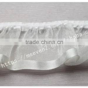 High Quality 4cm Width Folded Organza Fabric Trim in Silver thumbnail-3