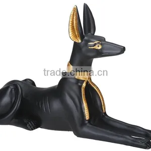 Large Sitting Handmade Painted Resin Egyptian Dog Statue for Sale thumbnail-1