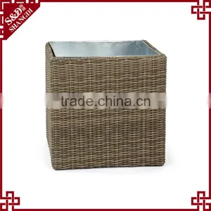 UV-resistant Resin Wicker Square Garden Decor Outdoor Flower Pots thumbnail-4