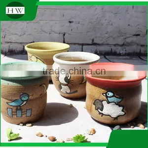 Wholesale Cheap Mini Round Cup Shape Cartoon Handwork Decoration Cement Garden Flower Pot thumbnail-1