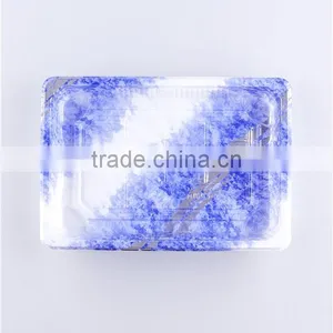 Blue Square Compartment Plastic Food Serving Trays Trays Disposable for Restaurants thumbnail-2