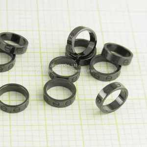 Black Zirconia Ceramic Rings With Letter , Women's Engagement Ring thumbnail-2